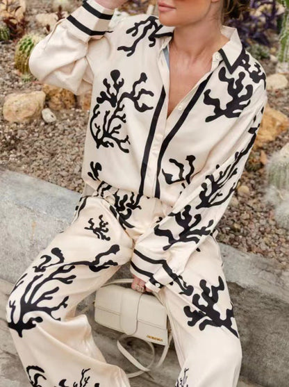 Colorful Floral Print Long Sleeve Casual Set