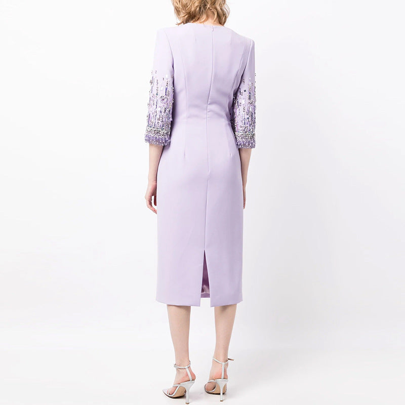 Beaded Gem Embellished Midi Dress
