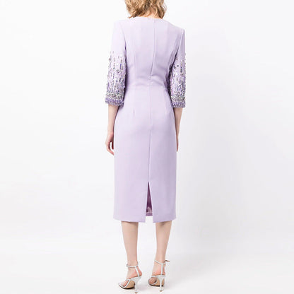 Beaded Gem Embellished Midi Dress