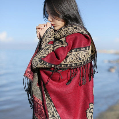 Thickening Cloak With Ethnic Style Grassland Cloak