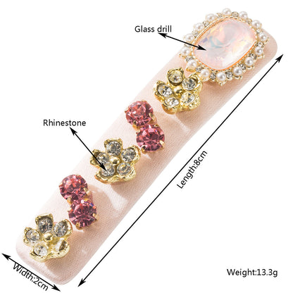 Elegant Rhinestone Hair Clip Floral Design Alloy Side Clip