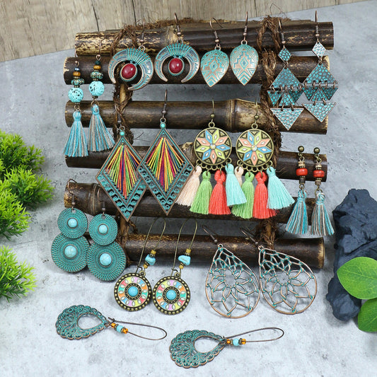 Geometric Handmade Tassel Earrings Retro Bohemian Accessories