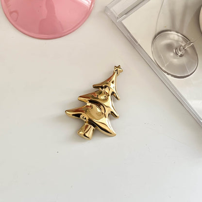 Minimalist Stainless Steel Christmas Tree Brooch