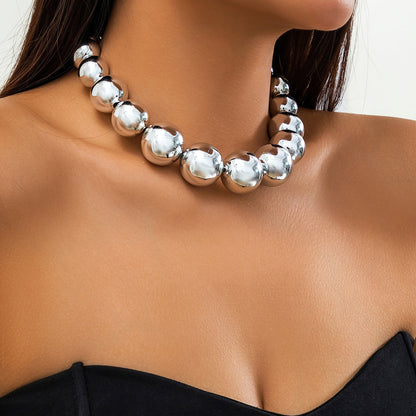 Bold Geometric Bead Choker Necklace Fashion Jewelry