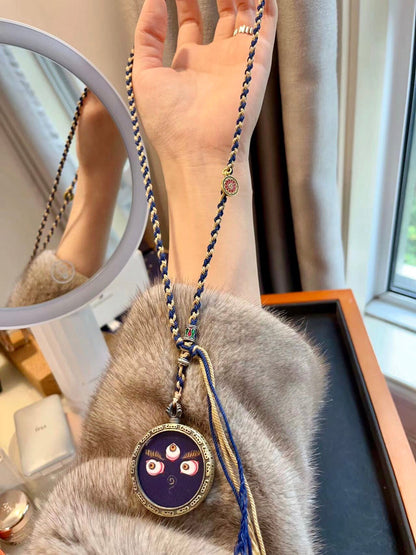 Tangka Black God Of Wealth Dharma Eye Tibetan Sweater Chain Necklace