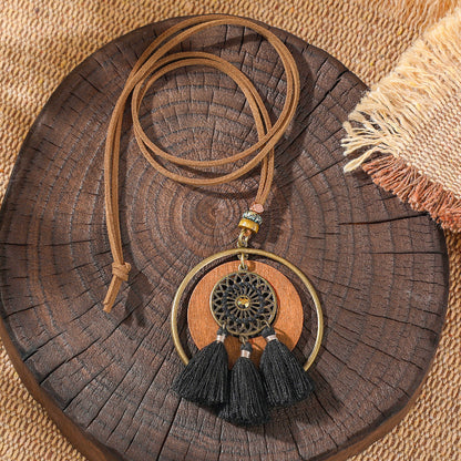 Trendy Ethnic-Inspired Butterfly Flower Necklace With Tassels