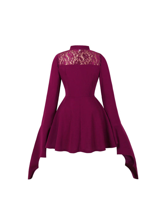 Gothic Lace Patchwork Batwing Sleeve Dress