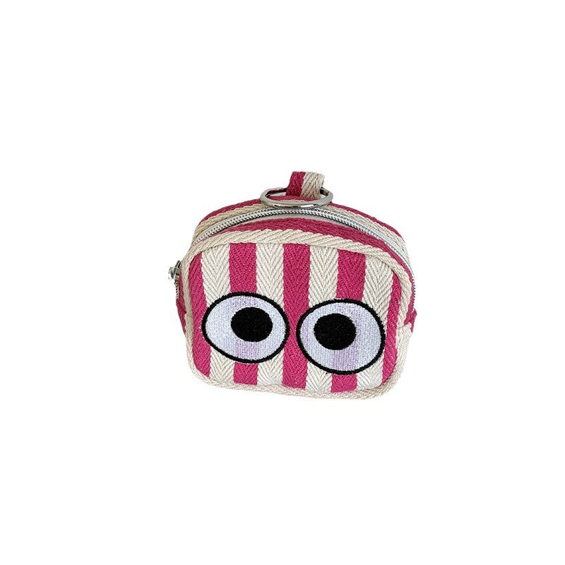 Mini Embroidered Card Holder Digital Bag Trendy Canvas Purse