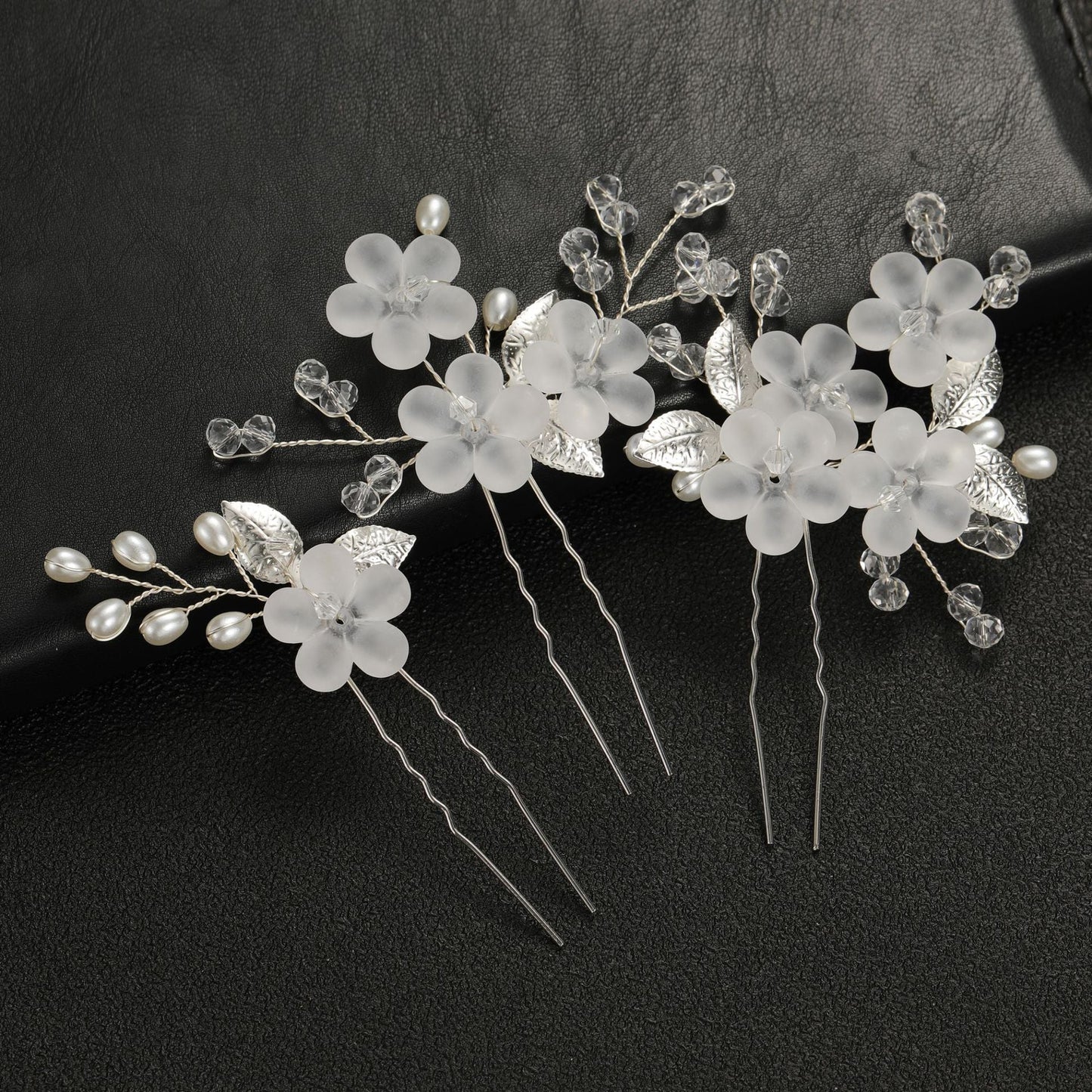 Flower Leaf U-Shaped Hair Pins Bridal Hair Accessories