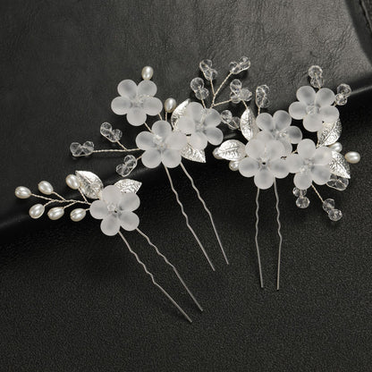 Flower Leaf U-Shaped Hair Pins Bridal Hair Accessories