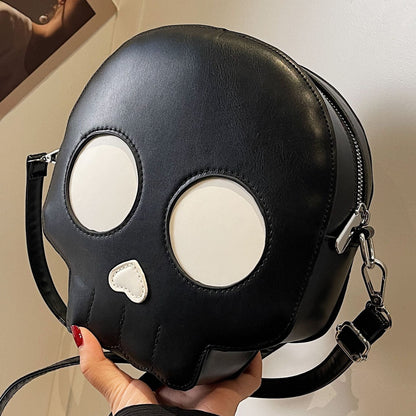 Trendy Skull Crossbody Bag Soft PU Bucket Bag for Casual Wear