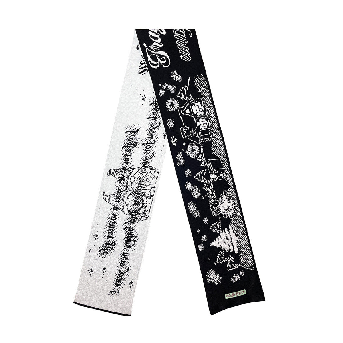 Knitted Christmas Letter Snowflake Scarf Cozy Double-Sided Winter Wrap