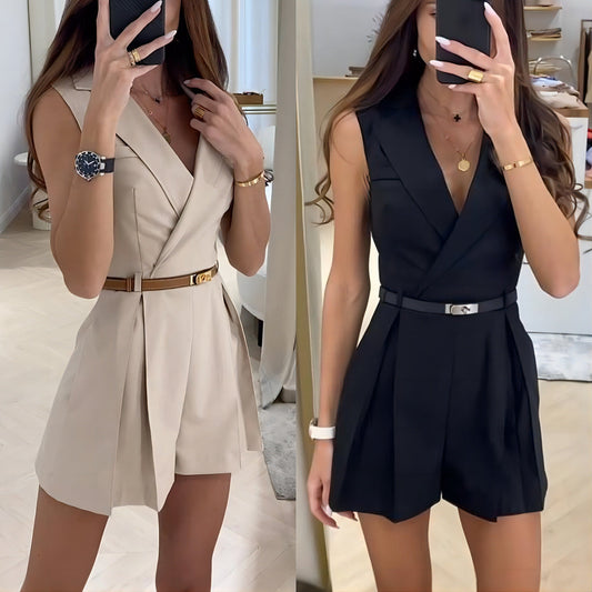 Chic Commute Sleeveless Jumpsuit in Polyester