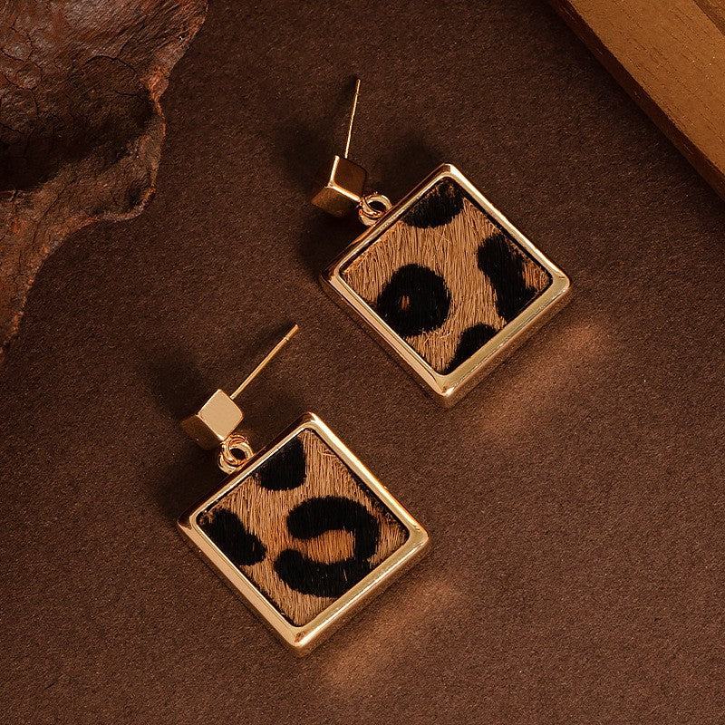 Natural Horse Hair Leopard Print Earrings Luxury Fashion Accessories