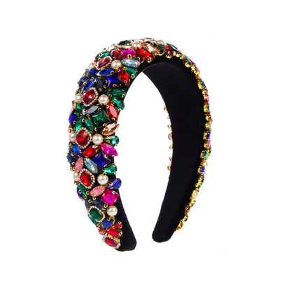 Baroque Style Wide Band Rhinestone Pearl Headband for Women