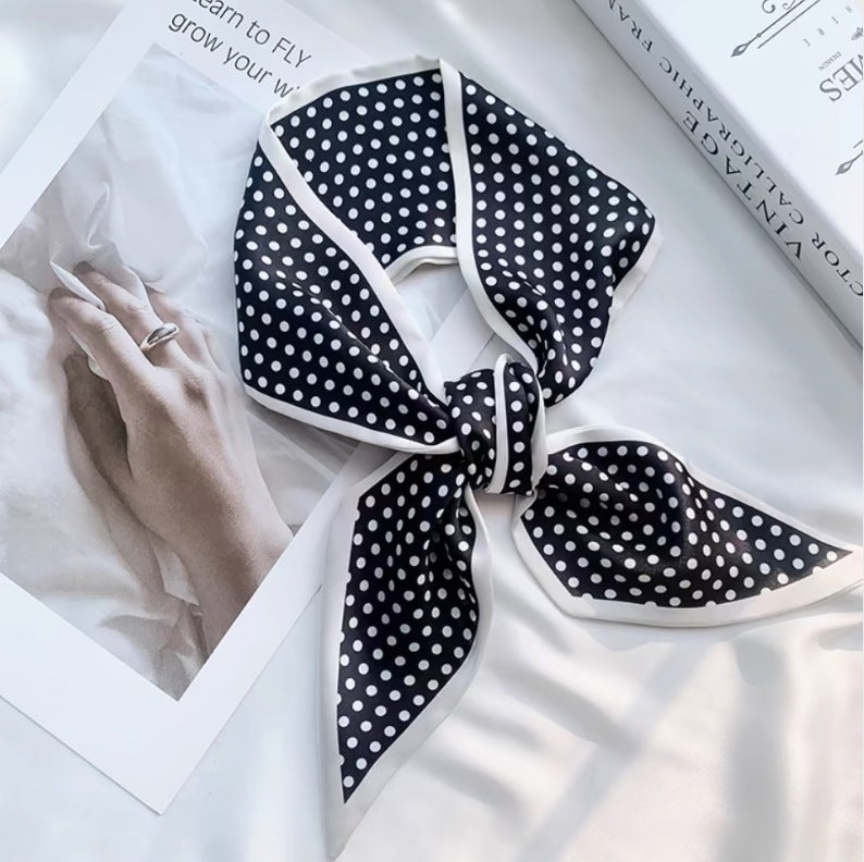 Vintage Houndstooth Long Satin Scarf