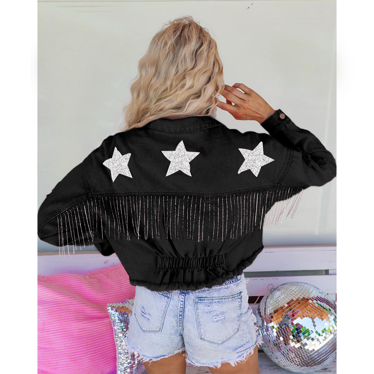 Fringe Hem Denim Jacket Casual Street Style