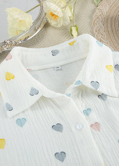 Heart Print Lounge Set Lightweight Fabric
