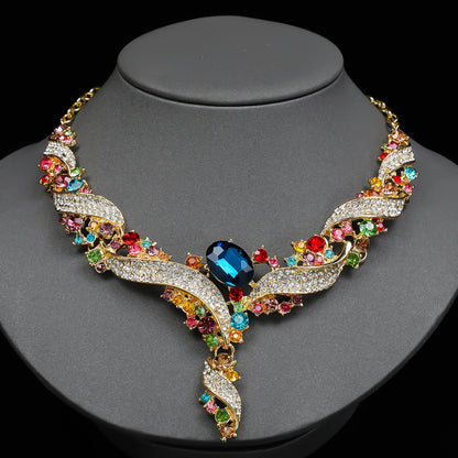 Trendy Colorful Pendant Necklace and Earring Set