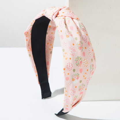 Trendy Easter Bunny Ear Headband Floral Knot Fabric Hairband