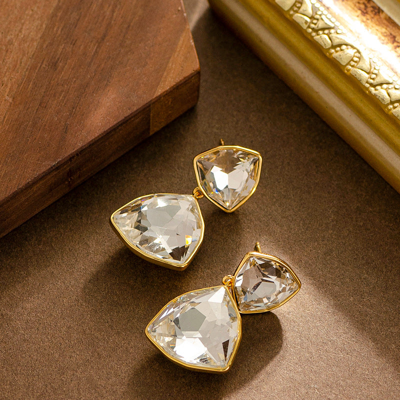 Geometric Triangle Zircon Stud Earrings For Women Elegant Chic Style