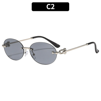 Stylish Oval Frame UV400 Sunglasses for Outdoor Activities