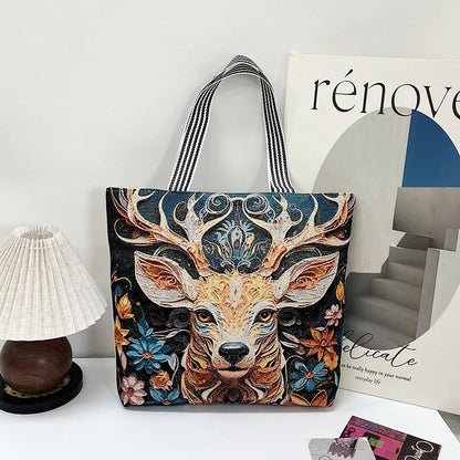 Fashionable Gold Embroidery Animal Tote Bag Stylish Shoulder Bag