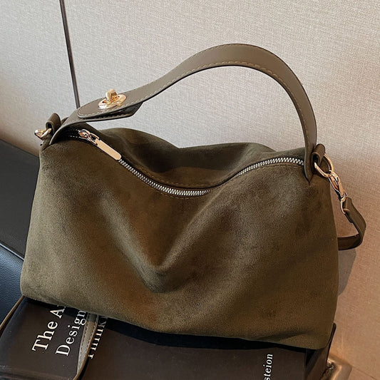 Vintage-Inspired Suede Crossbody Bag Stylish Daily Use