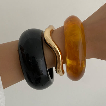 Trendy Amber Color Gradient Open Cuff Bracelet