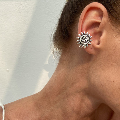 Sea Star Shell C-Shaped Earrings With Floral Design