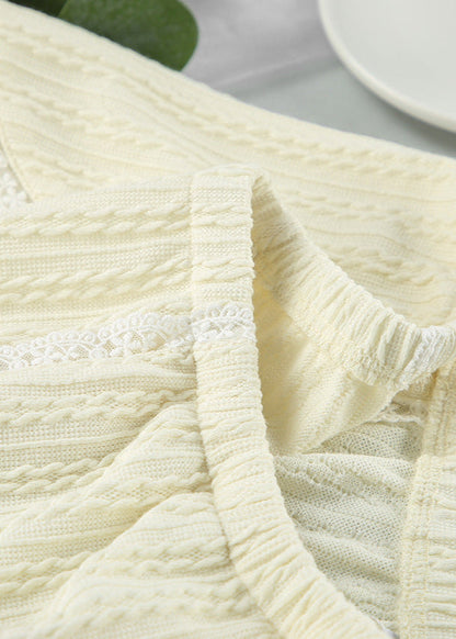 Knitted Two Piece Lounge Set With Lace Trim