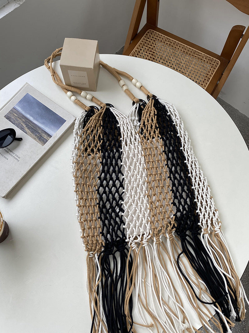 Handmade Shoulder Tassel Woven Bag
