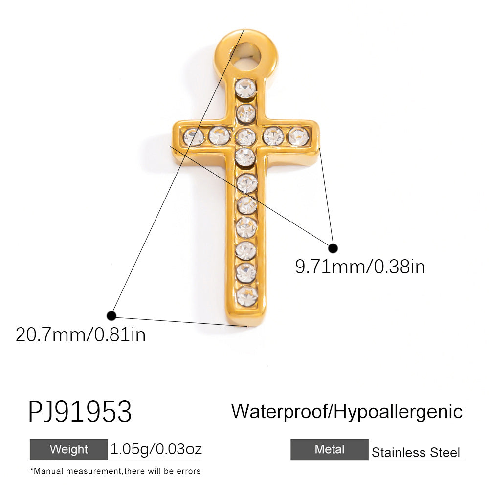 Cross Pendant Accessories DIY Jewelry Stainless Steel 18K Gold Bracelet Necklace