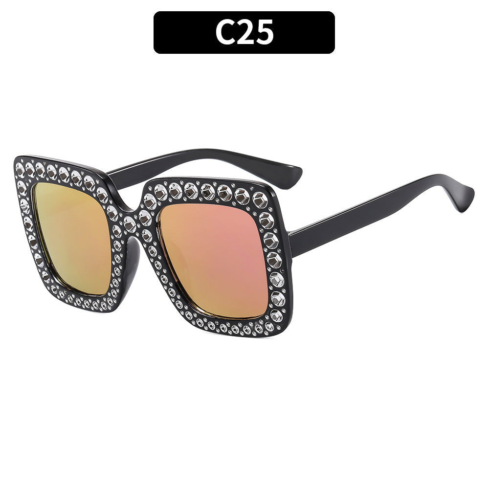 Colorful Disco Party Diamond Frame Sunglasses Retro Style