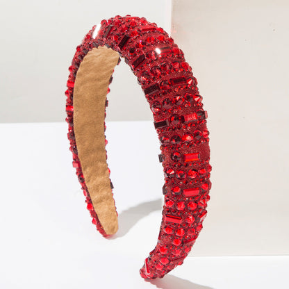 Fashionable Rhinestone Hairband with High Crown Sponge Design
