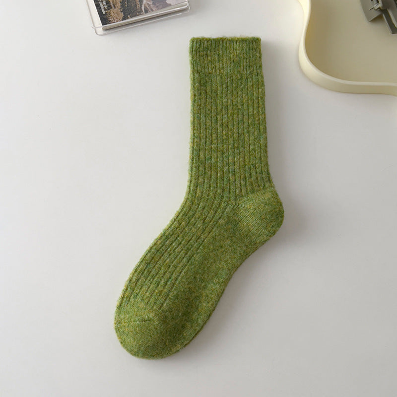 Vintage Thicken Warm Wool Solid Crew Socks