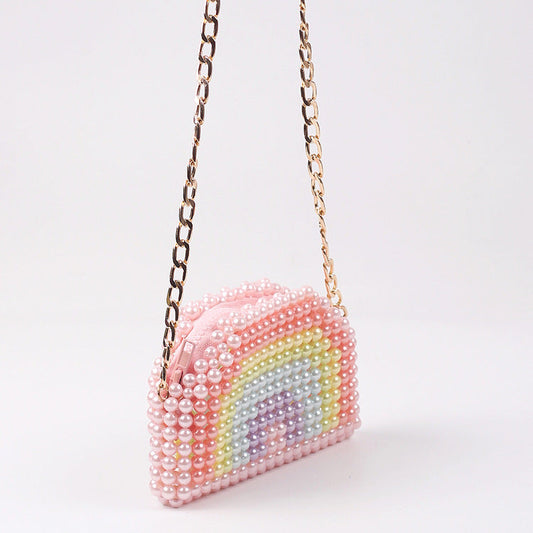 Mini Rainbow Beads Braided Shoulder Bag