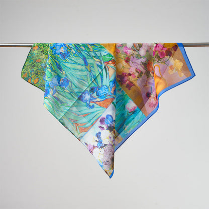 Flower Print Breathable Soft Silk Scarf