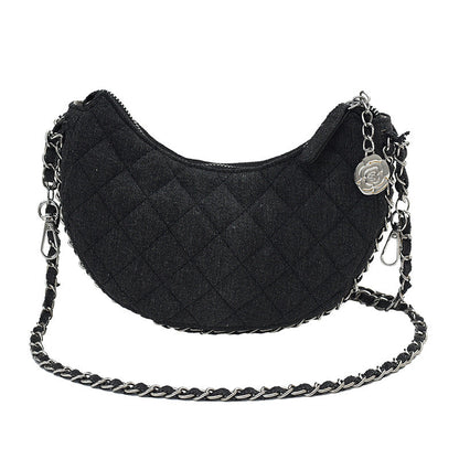 Fashionable Women's Denim Quilted Crossbody Bag