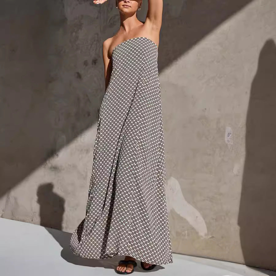 Floral Print A-Line Midi Dress Off-Shoulder Vacation Style