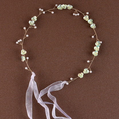 Bridal Pearl Floral Headband Handmade Soft Hair Accessory