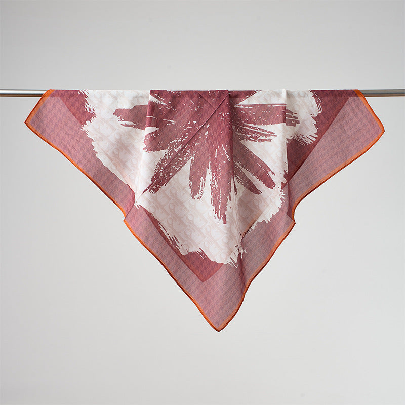 Flower Print Breathable Soft Silk Scarf