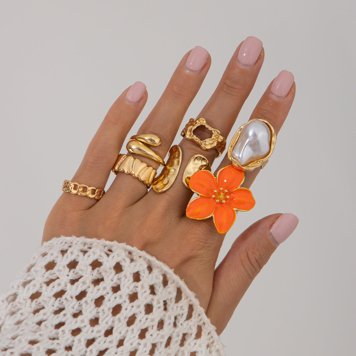 Baroque-Inspired Pearl And Gemstone Ring With Floral Design