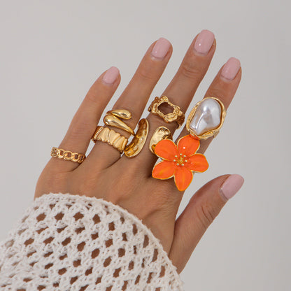 Baroque-Inspired Pearl And Gemstone Ring With Floral Design