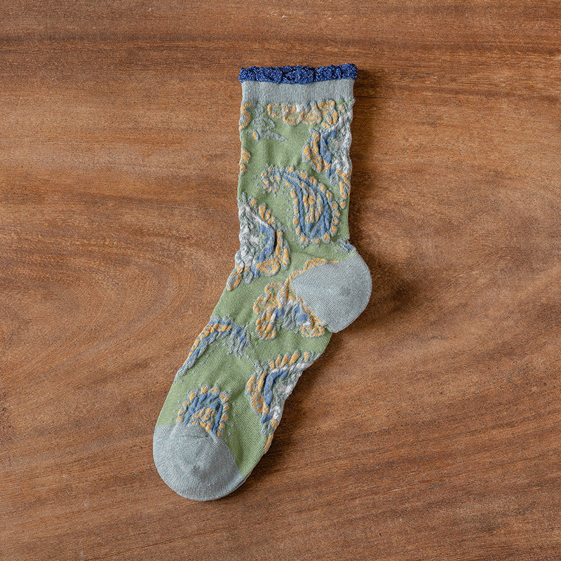 Rufia - Bohemian Embossed Floral Socks