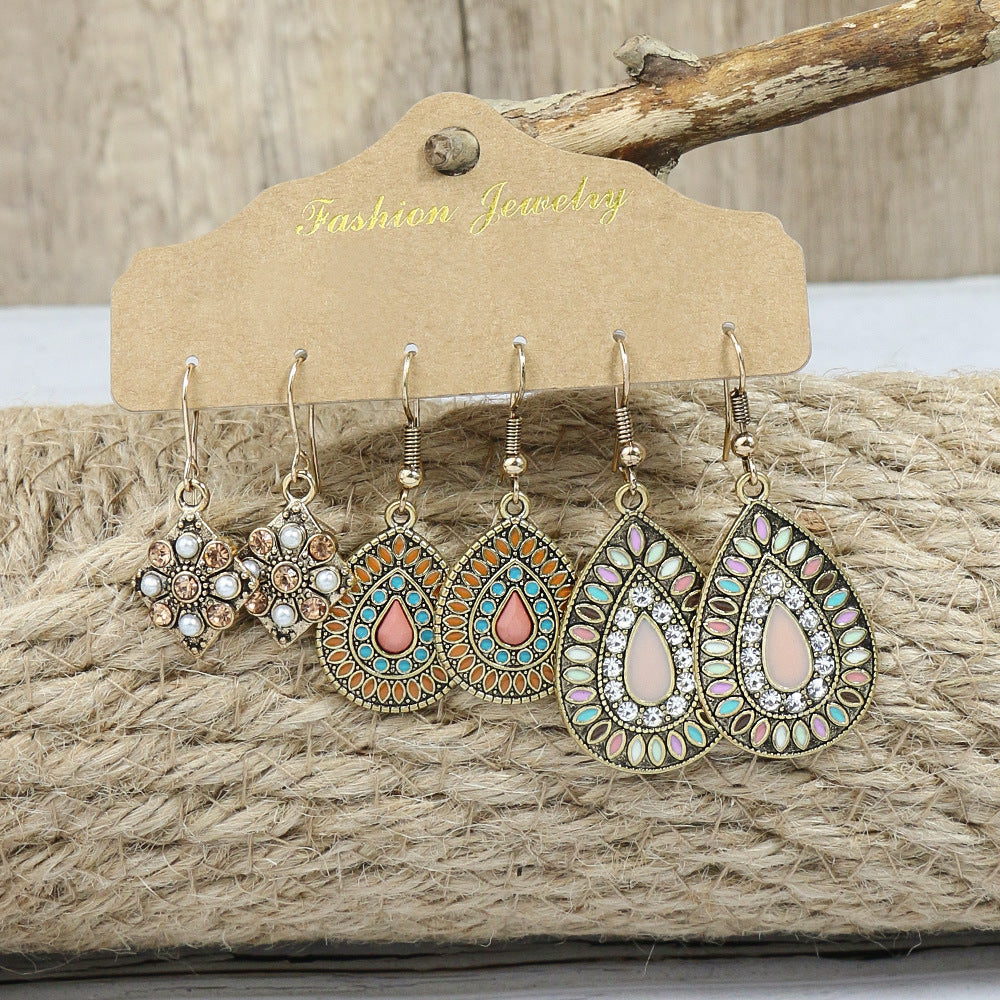 Boho Vintage Minimalist Hollow Drop Earrings Set