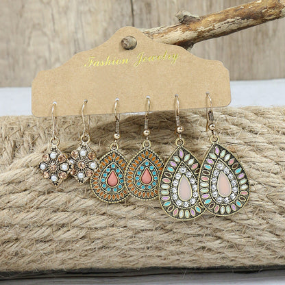 Boho Vintage Minimalist Hollow Drop Earrings Set