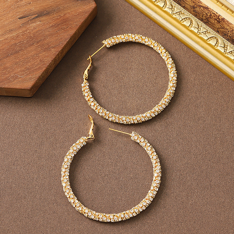 Geometric Rhinestone Circle Earrings For Women