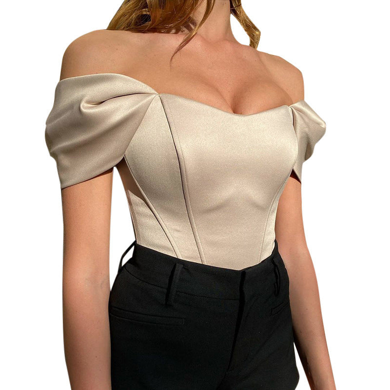 Fishbone Corset Strapless Satin Top for Women