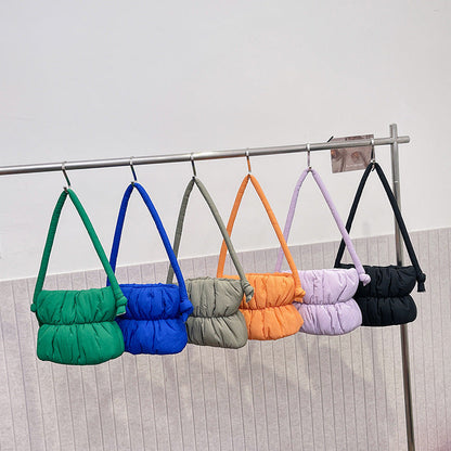 Trendy Nylon Bucket Bag Soft Casual Shoulder Bag